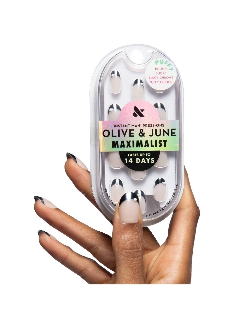 Olive & June Maximalist Press-On Nails - Black Chrome French